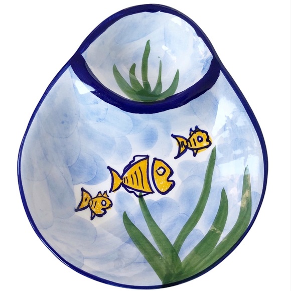 Algarve Portugal Hand Painted Olive Divided Dish - Picture 6 of 6